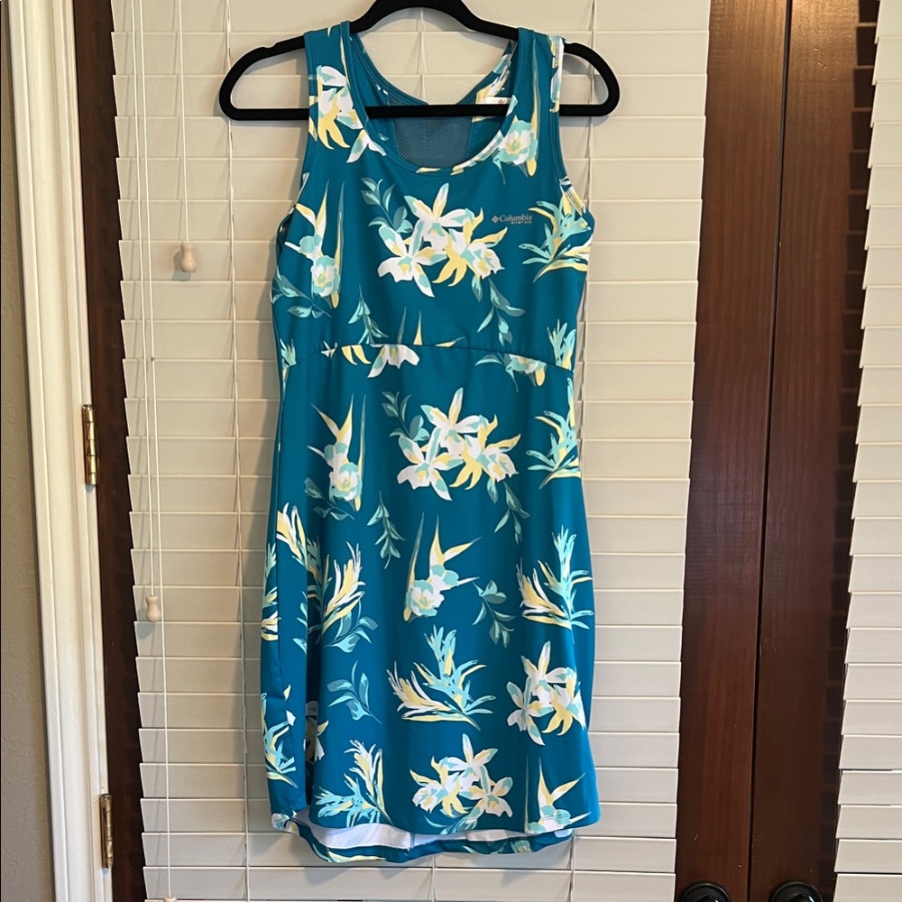 Columbia Teal Dress with Floral Print